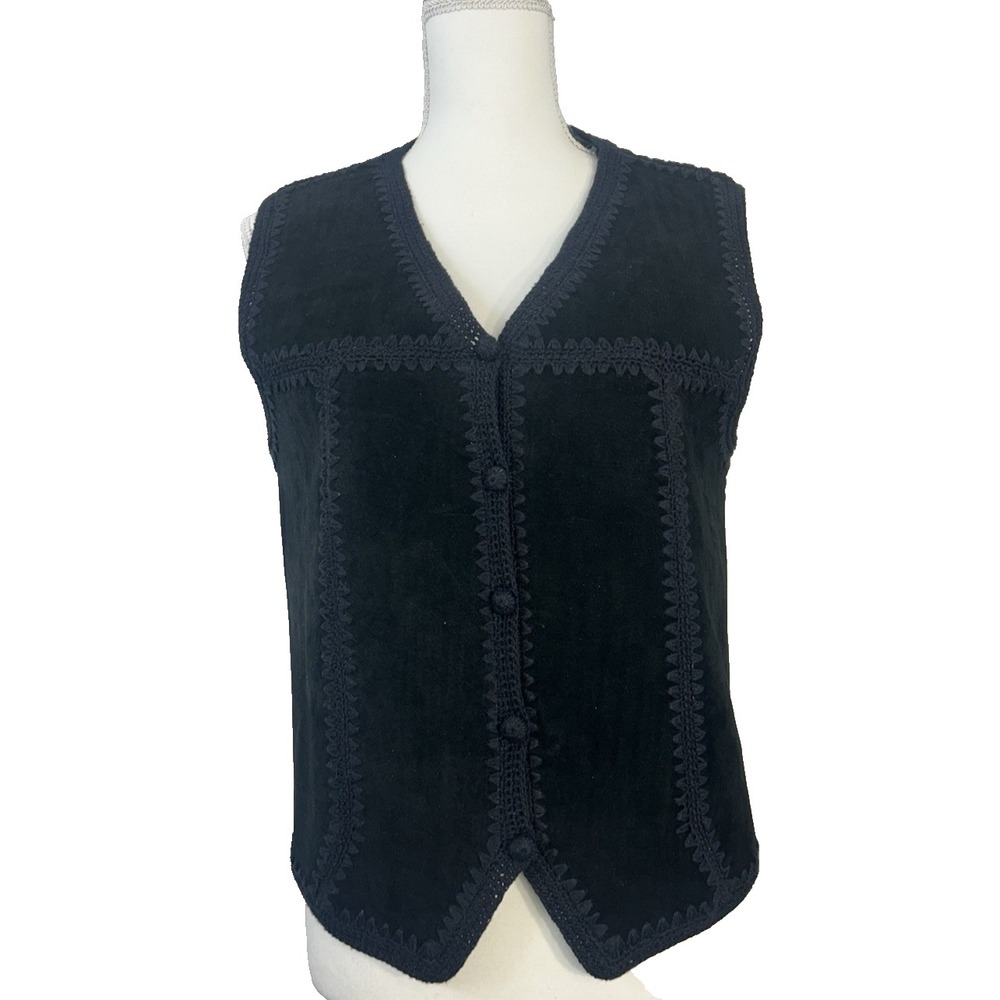 New with‎ Tags Vintage Goth Fiorlini black leather & sweater vest Size L